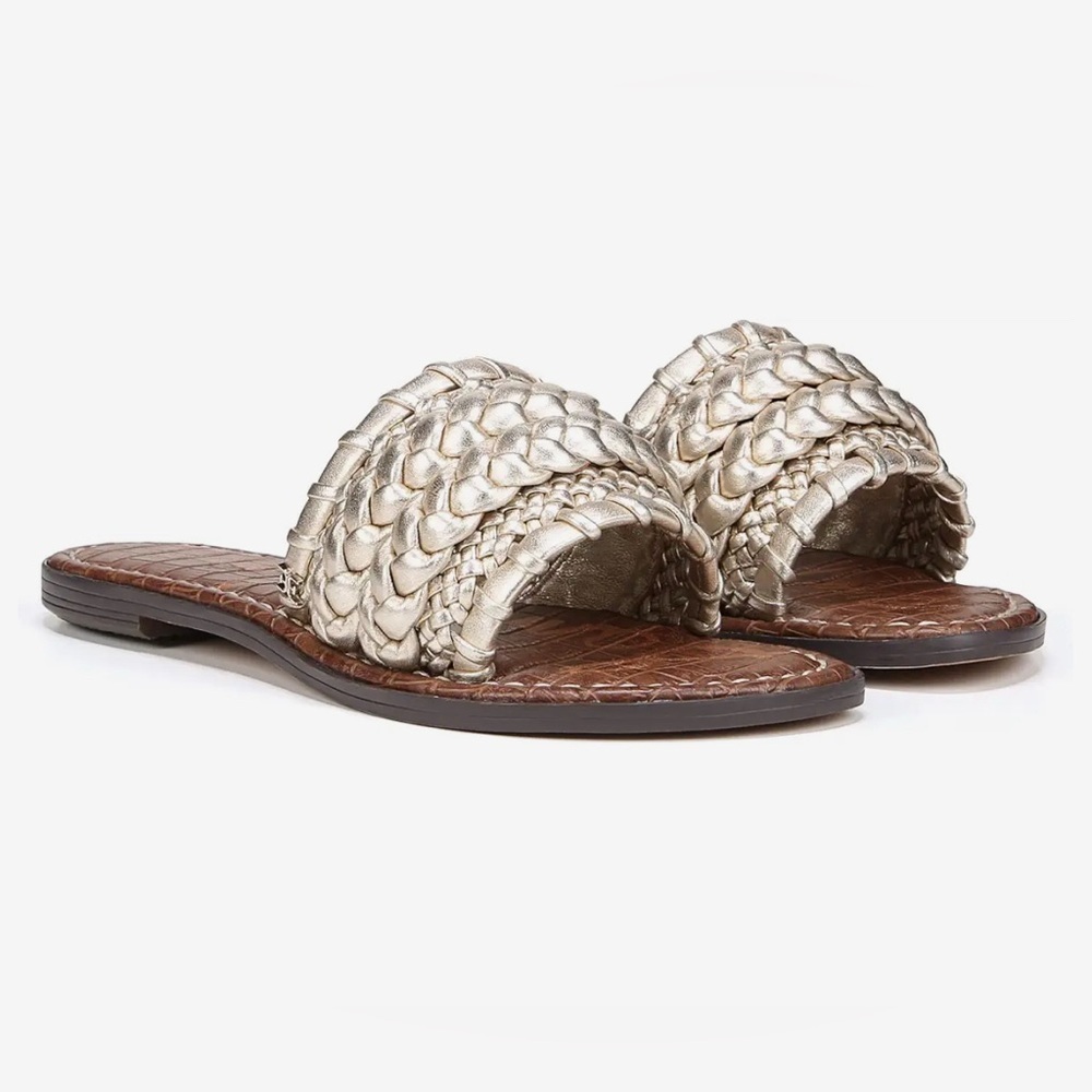 Sam Edelman Gold Giada Braided Sandal NIB Womenโs Size 7.5